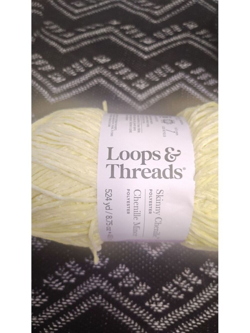 Loops & Threads Skinny Chenille Duckling Yellow Yarn 8.75 oz 524 Yards